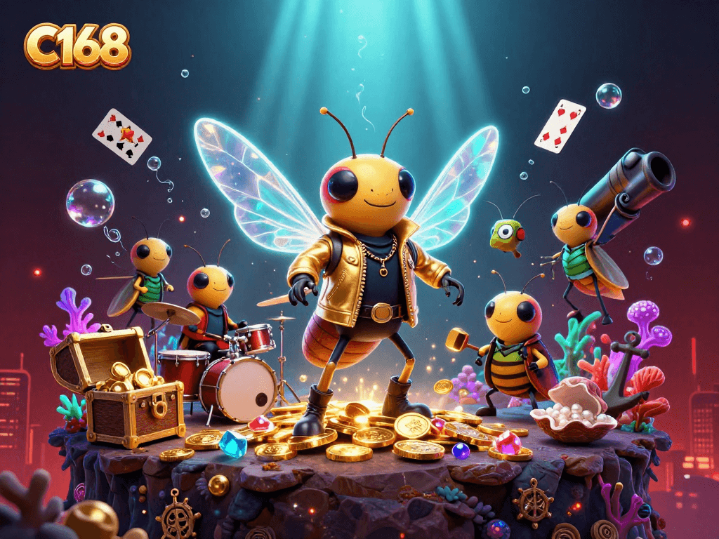 Experience the vibrant energy of C168 with a dynamic casino scene bursting with action.