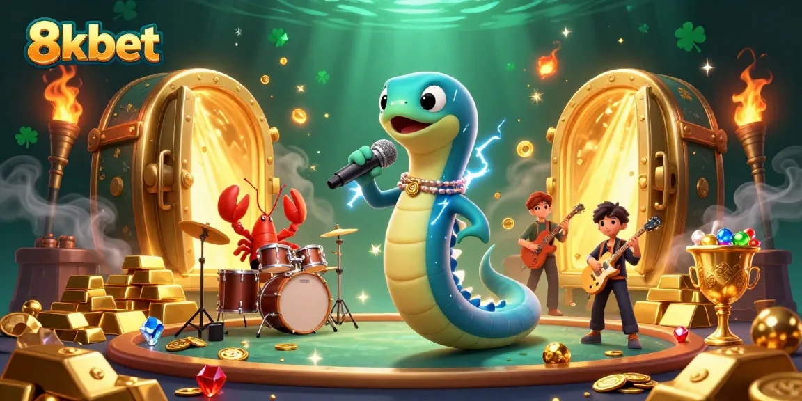 8xbet players enjoying an electrifying performance with unique underwater casino characters.
