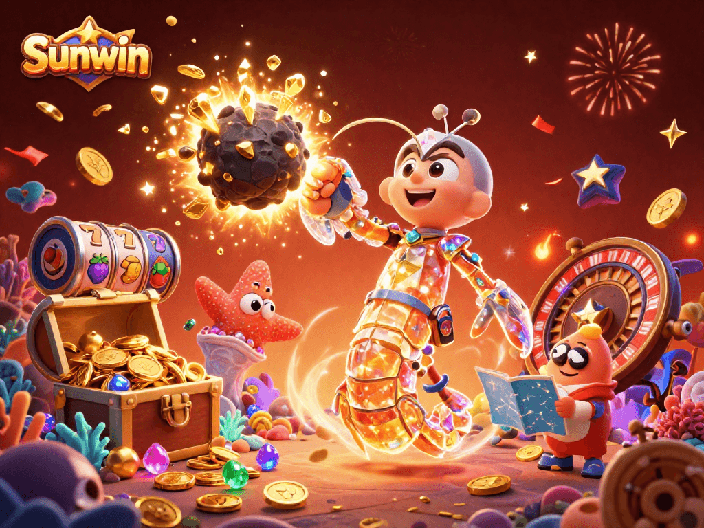 Experience Sunwin's thrilling casino action with a galactic samurai amidst stunning 3D visuals.