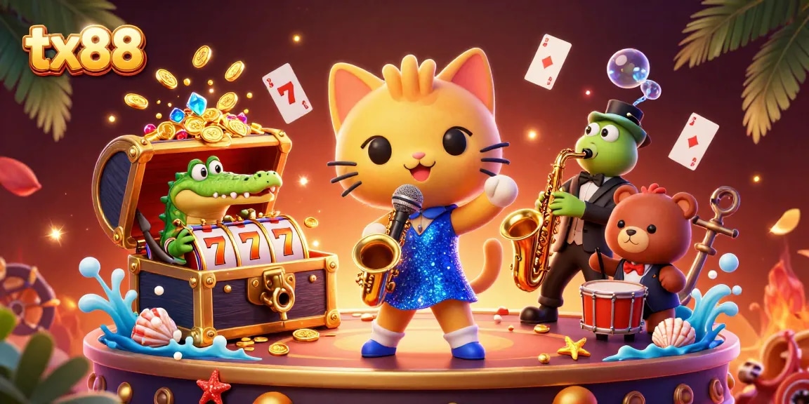 Experience the thrill of tx88 with vibrant casino characters and dynamic game elements.
