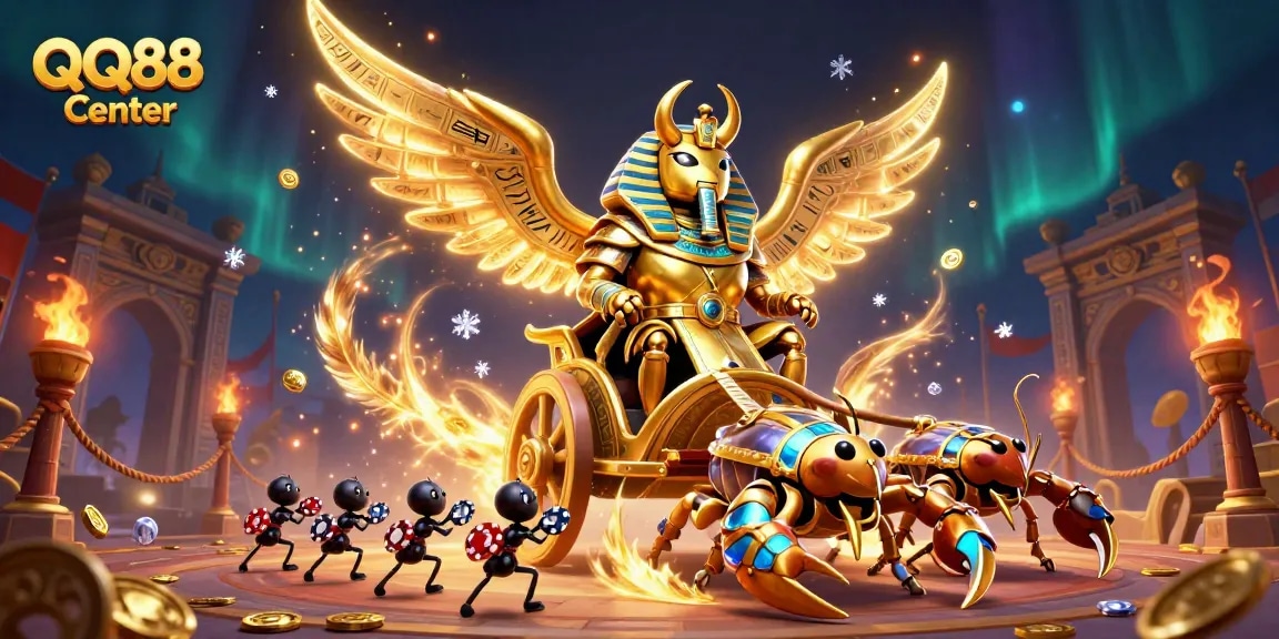 Engage in thrilling betting adventures at QQ88 Center with a vibrant 3D casino illustration of energy and excitement.