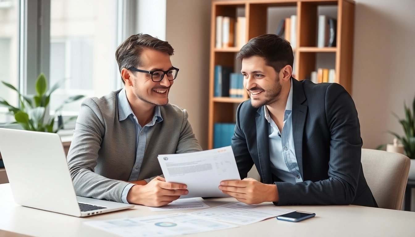 Beratung zur Schulden Finanzamt Ratenzahlung mit einem Finanzberater am Schreibtisch.