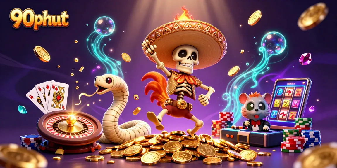 Experience thrilling excitement on 90phut with dynamic casino-themed elements and vibrant characters.