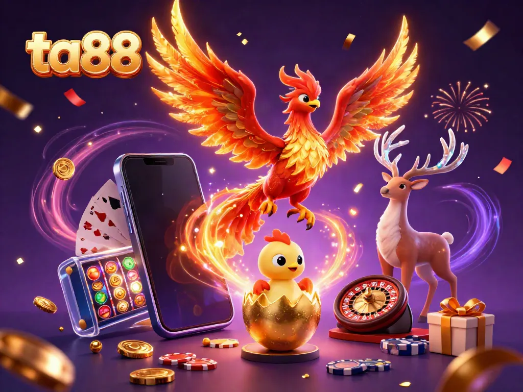 Experience the thrilling world of ta88 with vibrant casino elements and exciting game scenes.