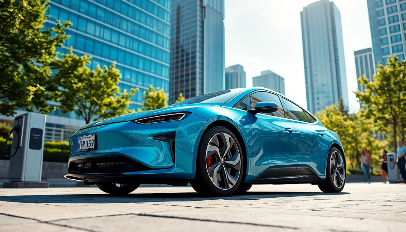 Elektroautos präsentieren sich innovativ und nachhaltig in einer urbanen Umgebung.