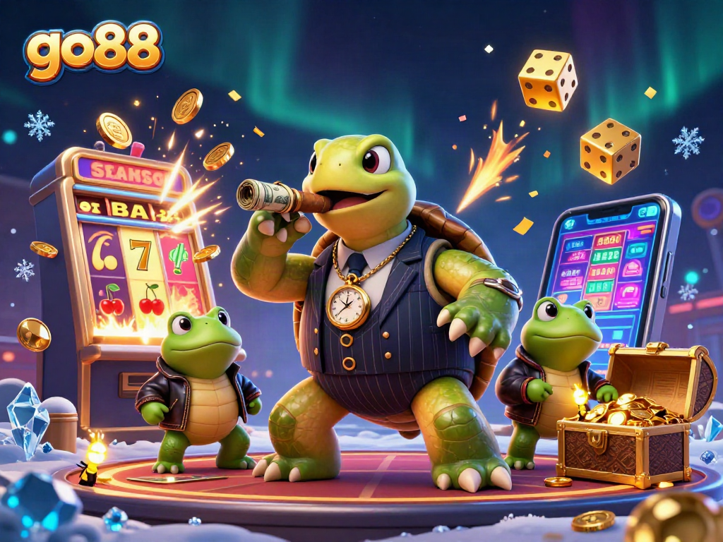 Experience go88 with a vivid 3D illustration capturing thrilling casino moments.