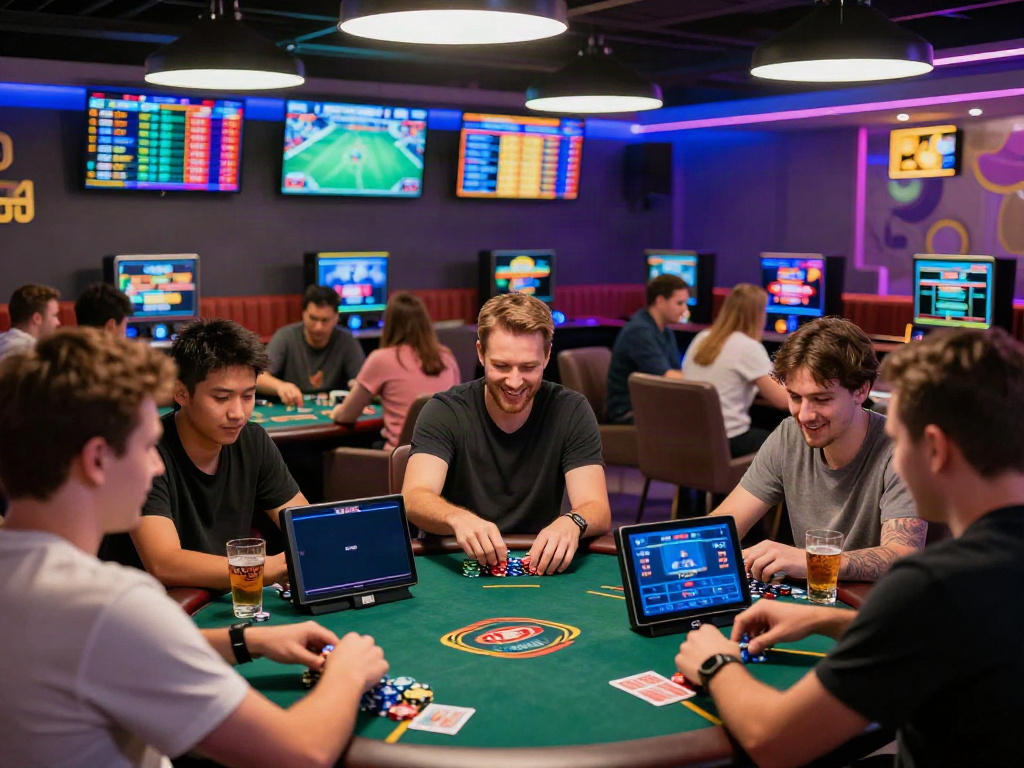 Players immersed in the excitement of Alternatif Bola88 online gambling, showcasing diverse interactions and vibrant gaming atmosphere.