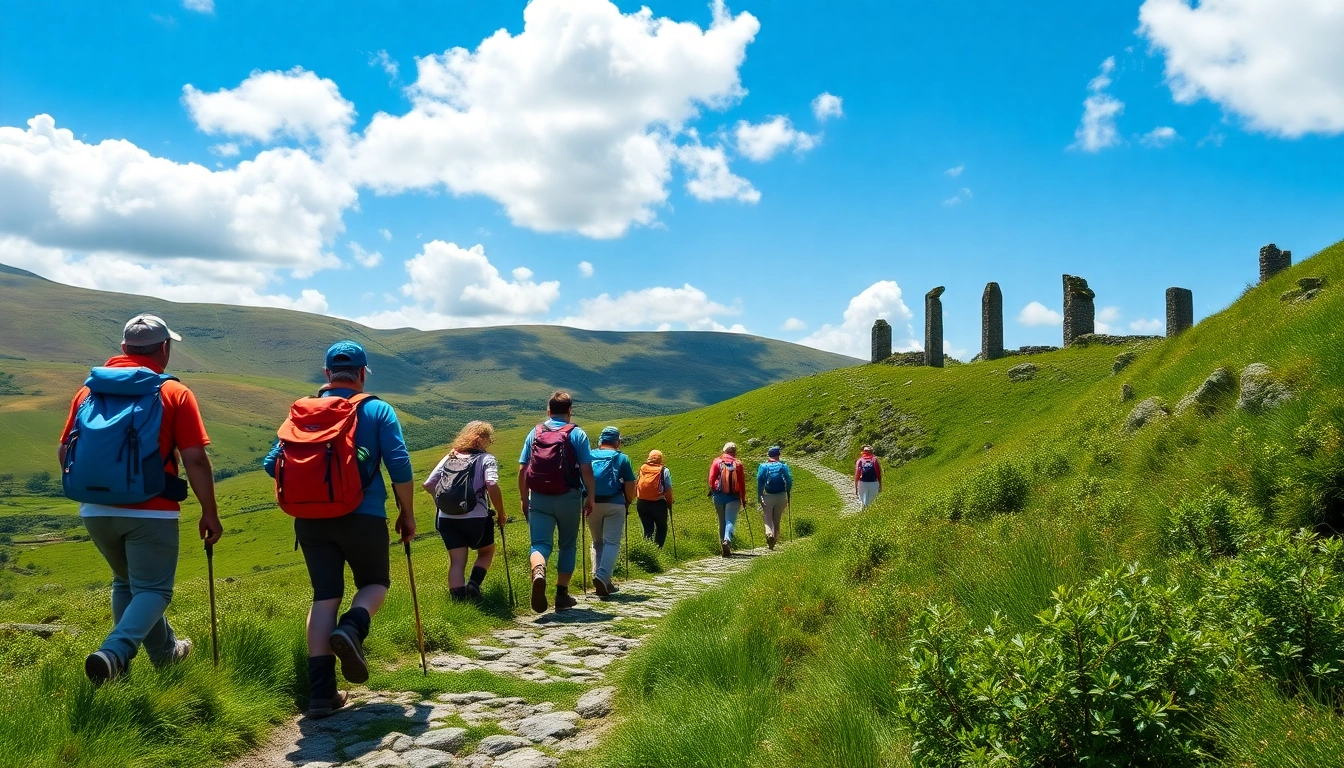 Hikers genießen Wandern Irland Urlaub in der einzigartigen Landschaft von Irland.