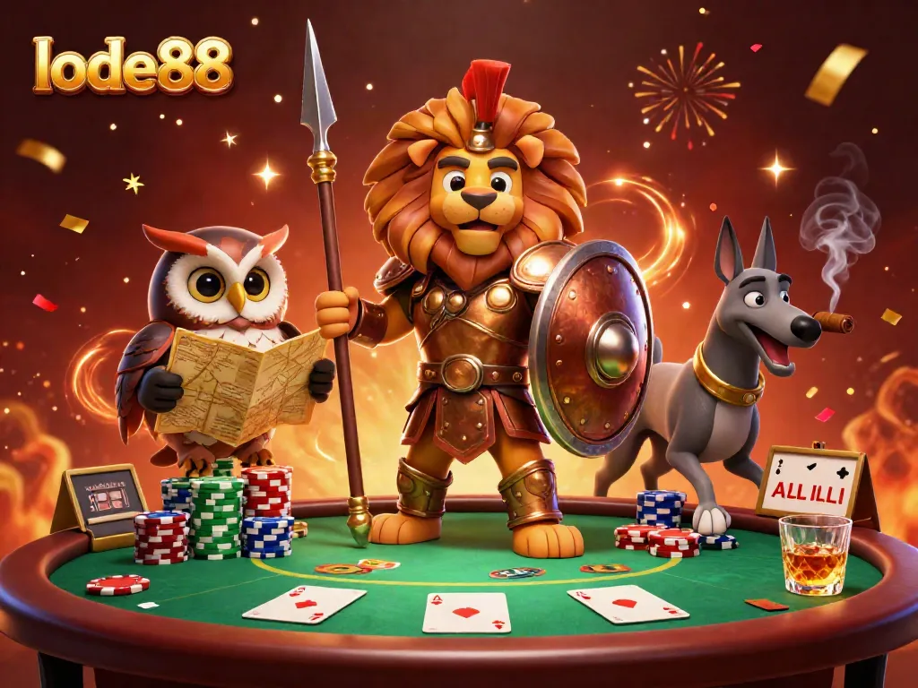 Experience thrilling gaming with lode88 featuring heroic casino characters and vibrant poker elements.