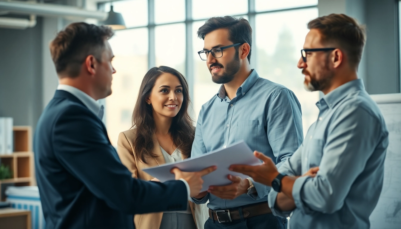 Headhunter Ingenieure in einem modernen Büro, der eine Beratung mit einem Ingenieur führt.