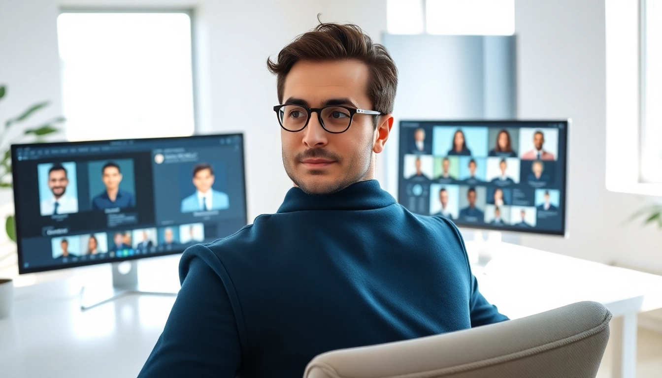 Headhunter IT im modernen Büro, engagiert in einem Videoanruf für IT-Rekrutierung