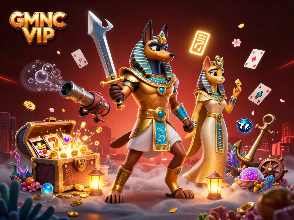 Experience thrilling adventures with GMNC VIP, featuring Anubis and treasure-filled games.