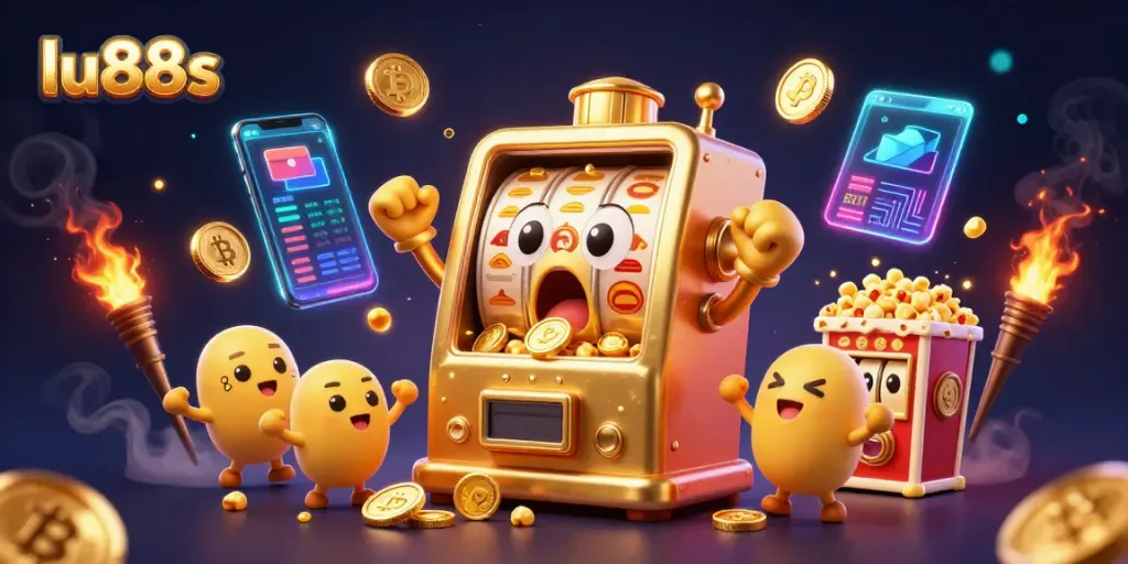 Experience thrilling jackpots with the lu88s slot machine, surrounded by vibrant casino elements.