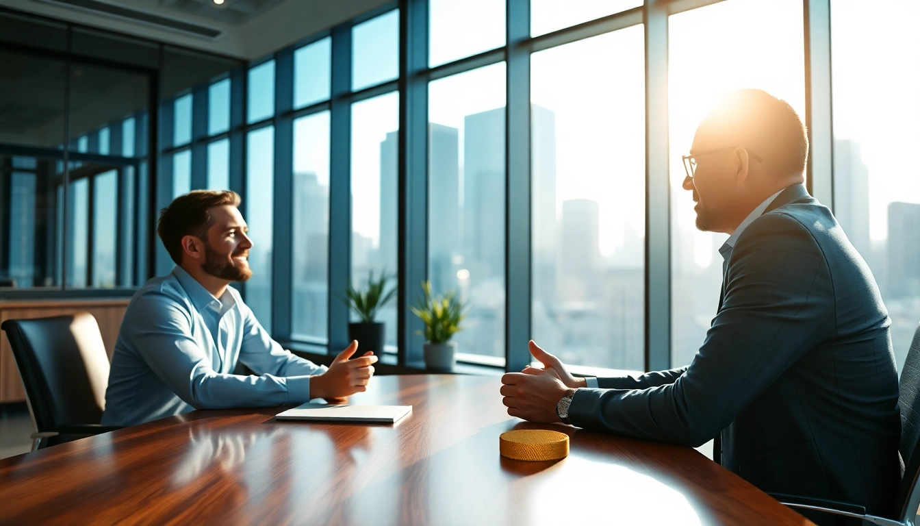 Headhunter Ingenieure führt ein engagiertes Gespräch in einem modernen Büro.