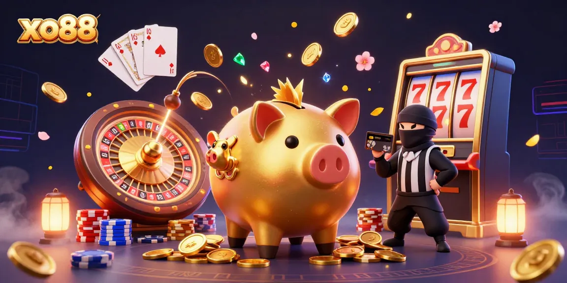 Engage with the exciting world of xo88 featuring colorful characters and dynamic casino elements in a vibrant scene.