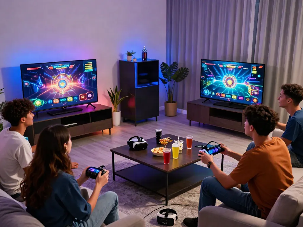 Group enjoying ku88 online gaming in a vibrant living room atmosphere.