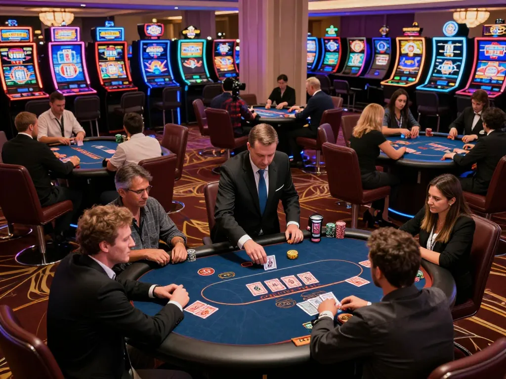 The vibrant casino scene at https://dn88s.net/ showcases players engaged in poker games, highlighting strategic gameplay and excitement.