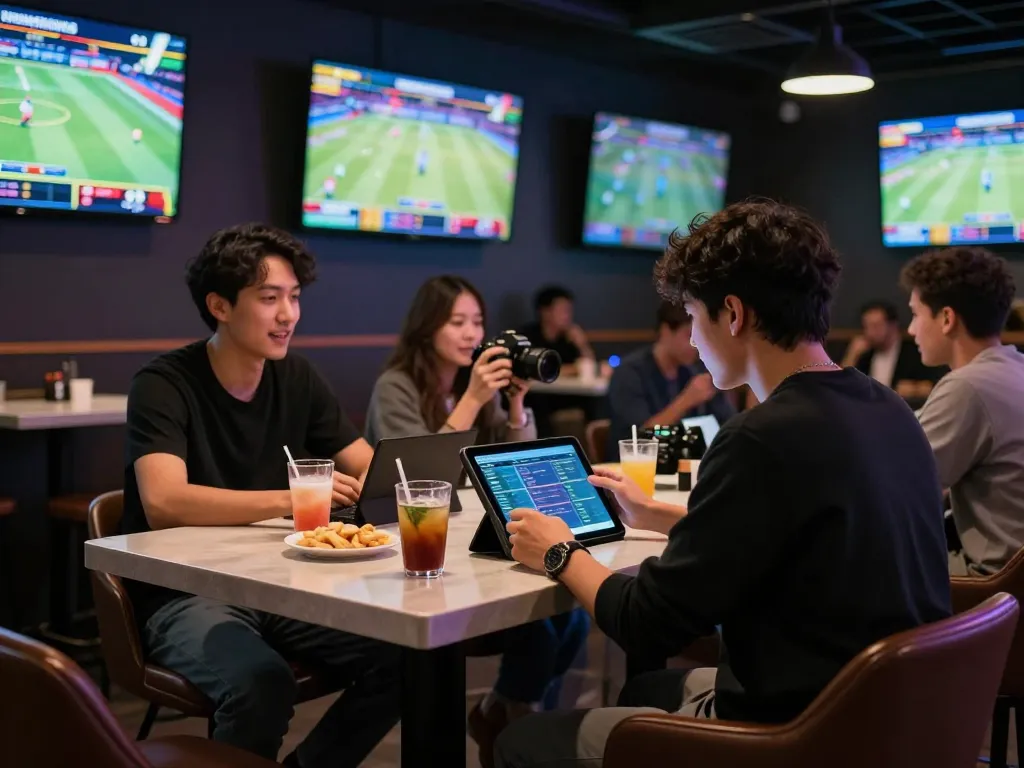 Simplifying soi keo nha cai through a lively sports betting scene with multiple live odds screens.