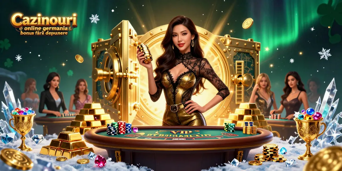 Cazinouri online germania bonus fără depunere scene featuring glamorous casino atmosphere with exclusive baccarat table and gold elements.