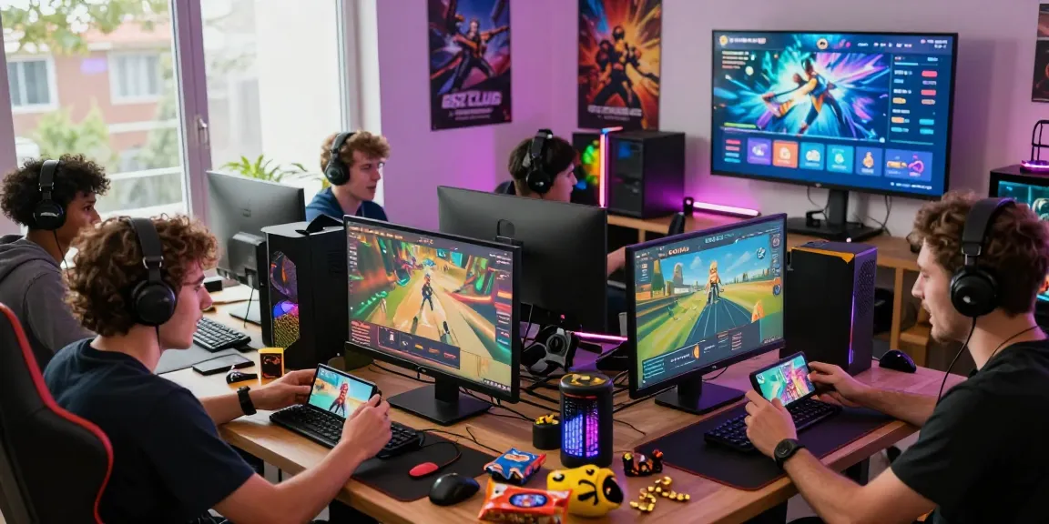 Exciting gaming session at home with players enjoying B52 CLUB online platform, showcasing vibrant decor and gaming gear.