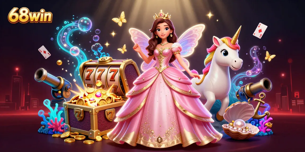 Experience the excitement of 68win with a glamorous Asian fantasy scene featuring vibrant casino elements and engaging characters.