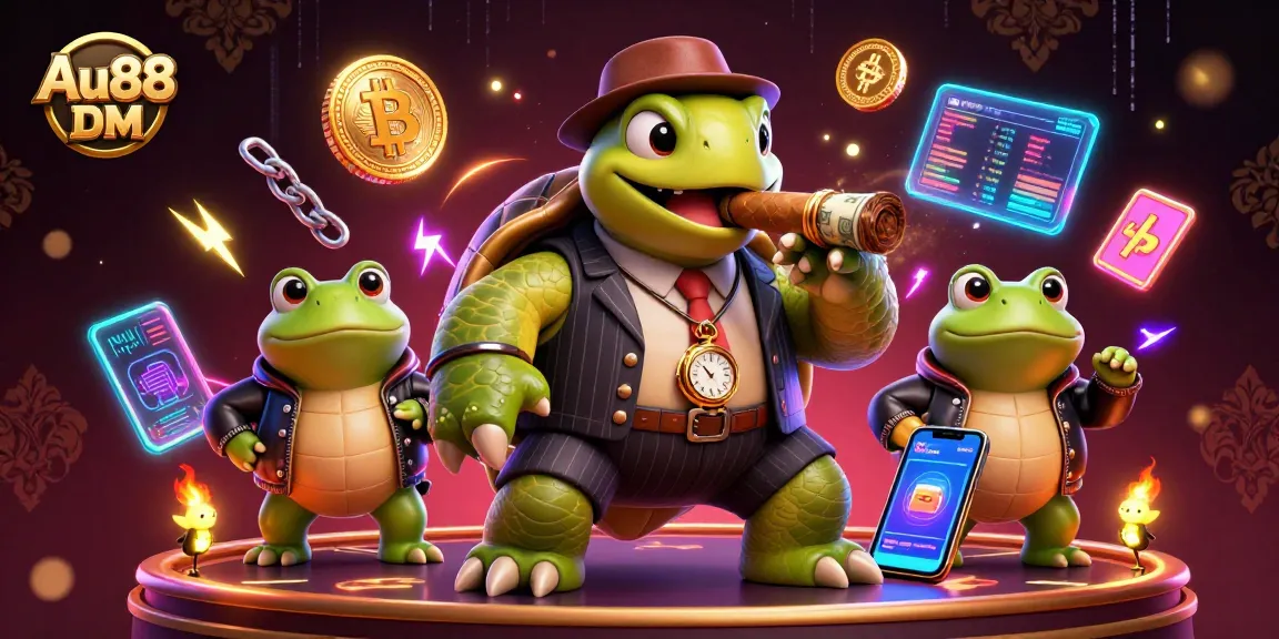 Engage with Au88 DM at the casino with vibrant turtle mobster and frog enforcers.