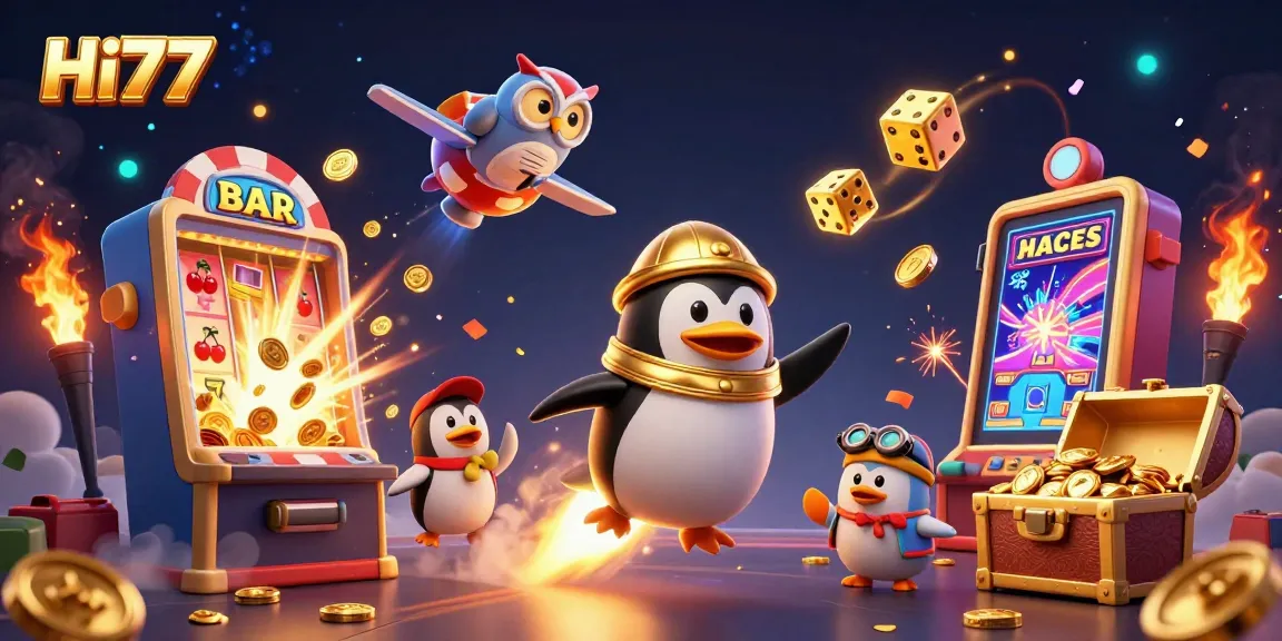 Experience thrilling wins at Hi77, featuring dynamic casino illustrations with immersive gaming elements.