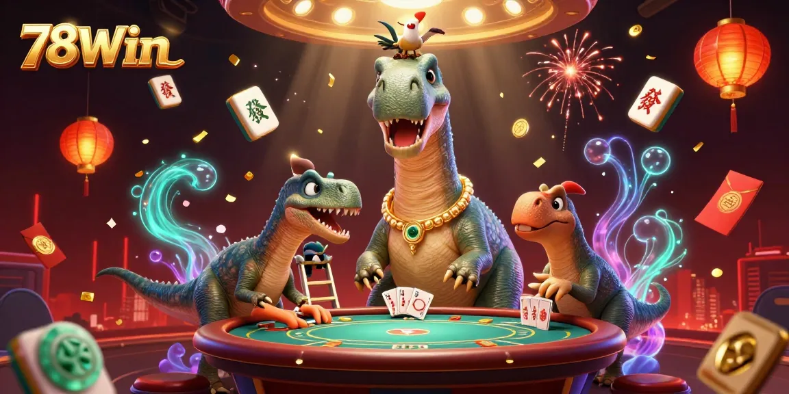 Experience thrilling gameplay at 78Win with a vibrant casino scene featuring dynamic 3D characters and elements.